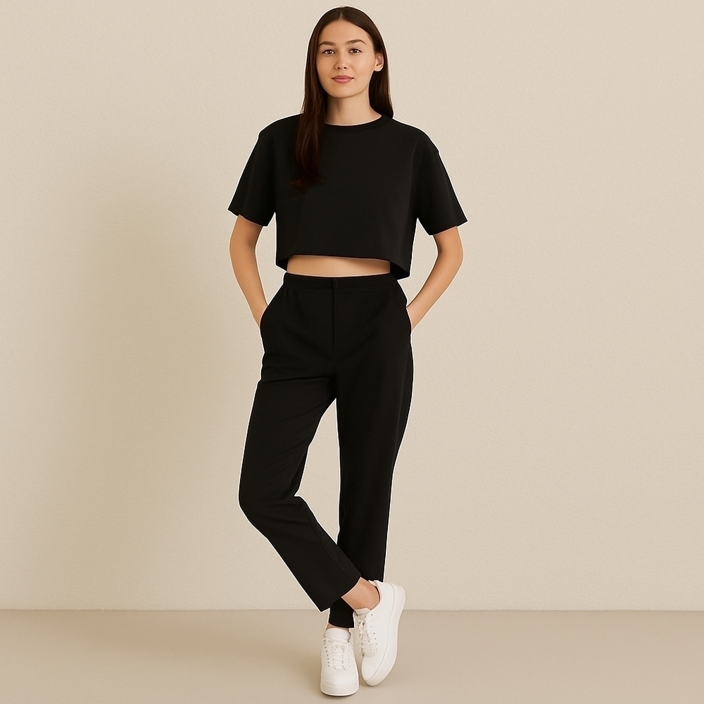 Day2Day by Duette NYC Black Ponte Knit Track Pants – Size M – NWT
